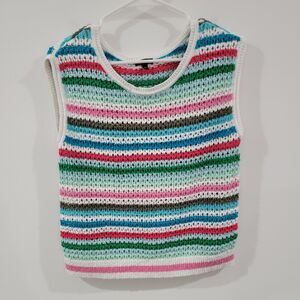 Talbots Womens Sweater Vest Size‎ Xs Crochet Colorful Academia